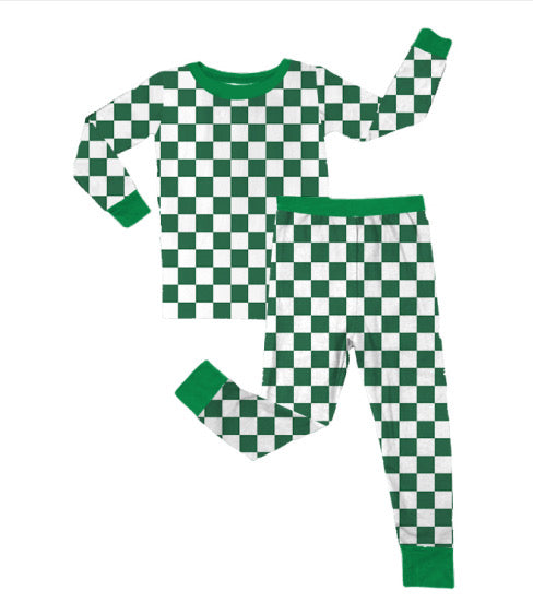 Dark Green Checkers Pajamas